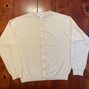 Womens Vintage Jones Wear Sport Cashmere Cardigan, Size XL, Ivory